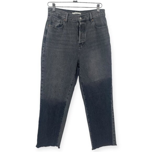 Pacsun High Rise Straight Leg Jeans Women Sz 28 Gray Frayed Raw Hem Cotton Denim - Picture 1 of 11